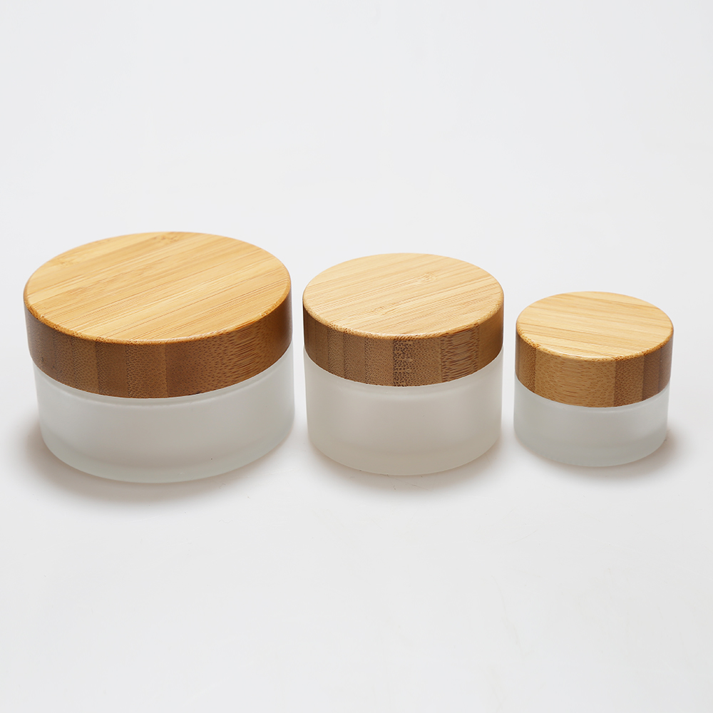Download LanJing 2 oz Glass Cosmetic Jars with Bamboo Lids Glass ...
